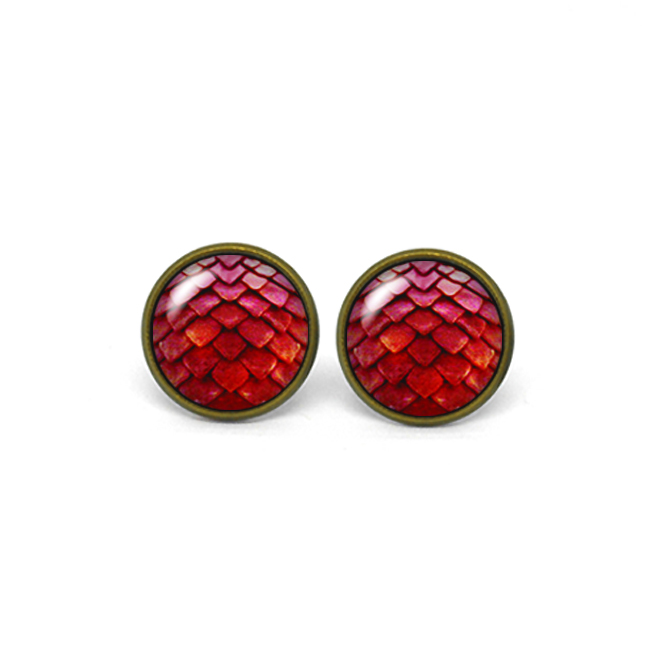 X309- Dragon Egg, Game Of Thrones, Glass Dome Post Earrings