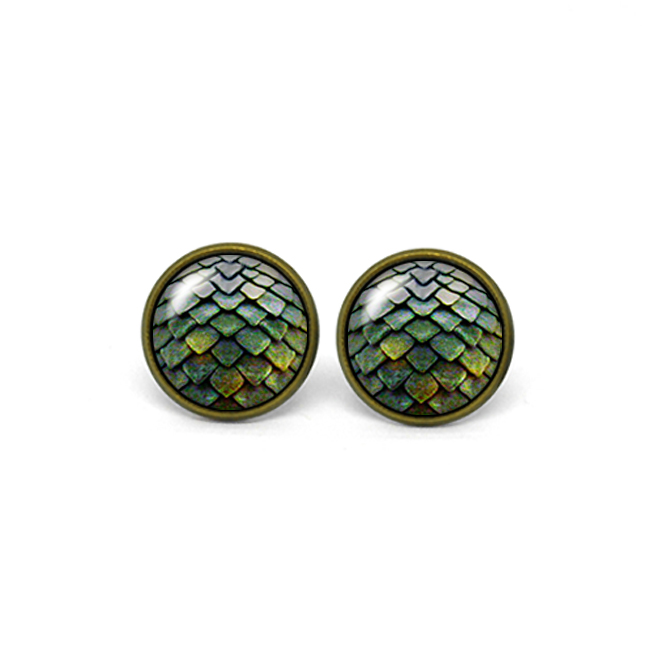 X310- Dragon Egg, Game Of Thrones, Glass Dome Post Earrings