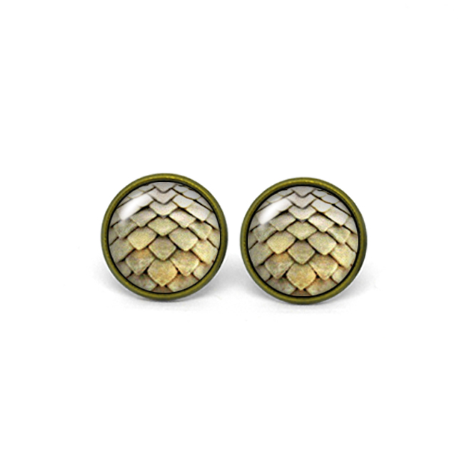 X311- Dragon Egg, Game Of Thrones, Glass Dome Post Earrings